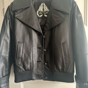 Moose Knuckles pebbled leather jacket